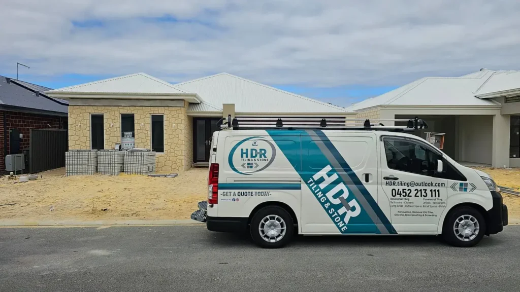 HDR Tiling & Stone branded work vehicle providing professional tiling and stone services across Perth