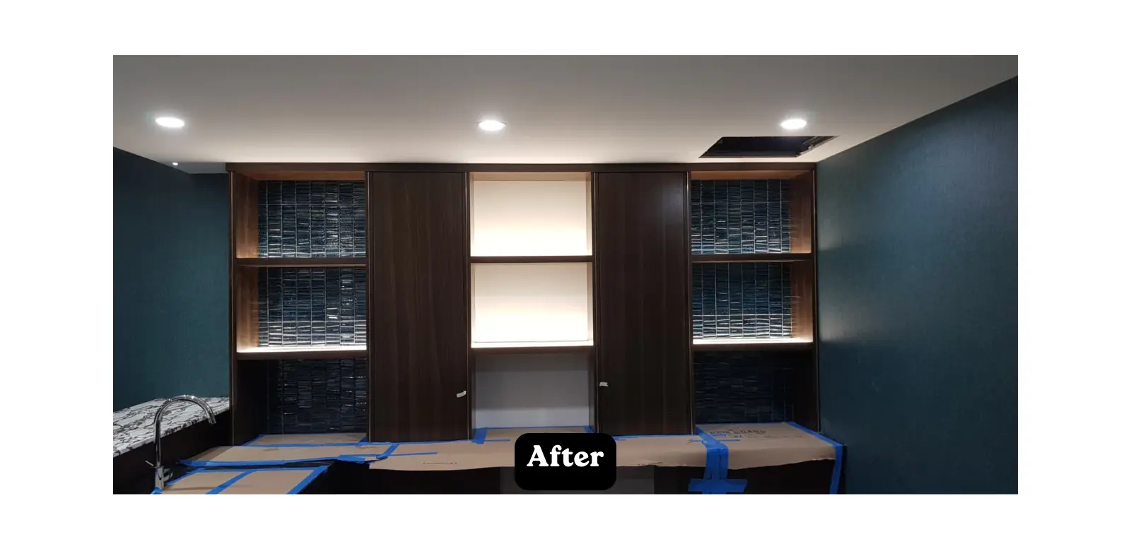 Modern kitchen with professionally installed floor tiles and tiled splashback in Perth