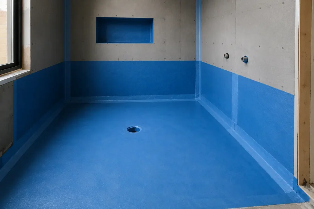 Professional waterproofing installation in a bathroom by HDR Tiling & Stone in Perth